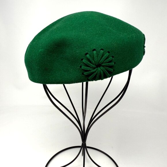 Vintage Belvedere Henry Pollak Wool Felt Green Hat 100% Wool Hat Made In USA - Picture 1 of 5